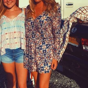 Long Sleeve Patterned Romper